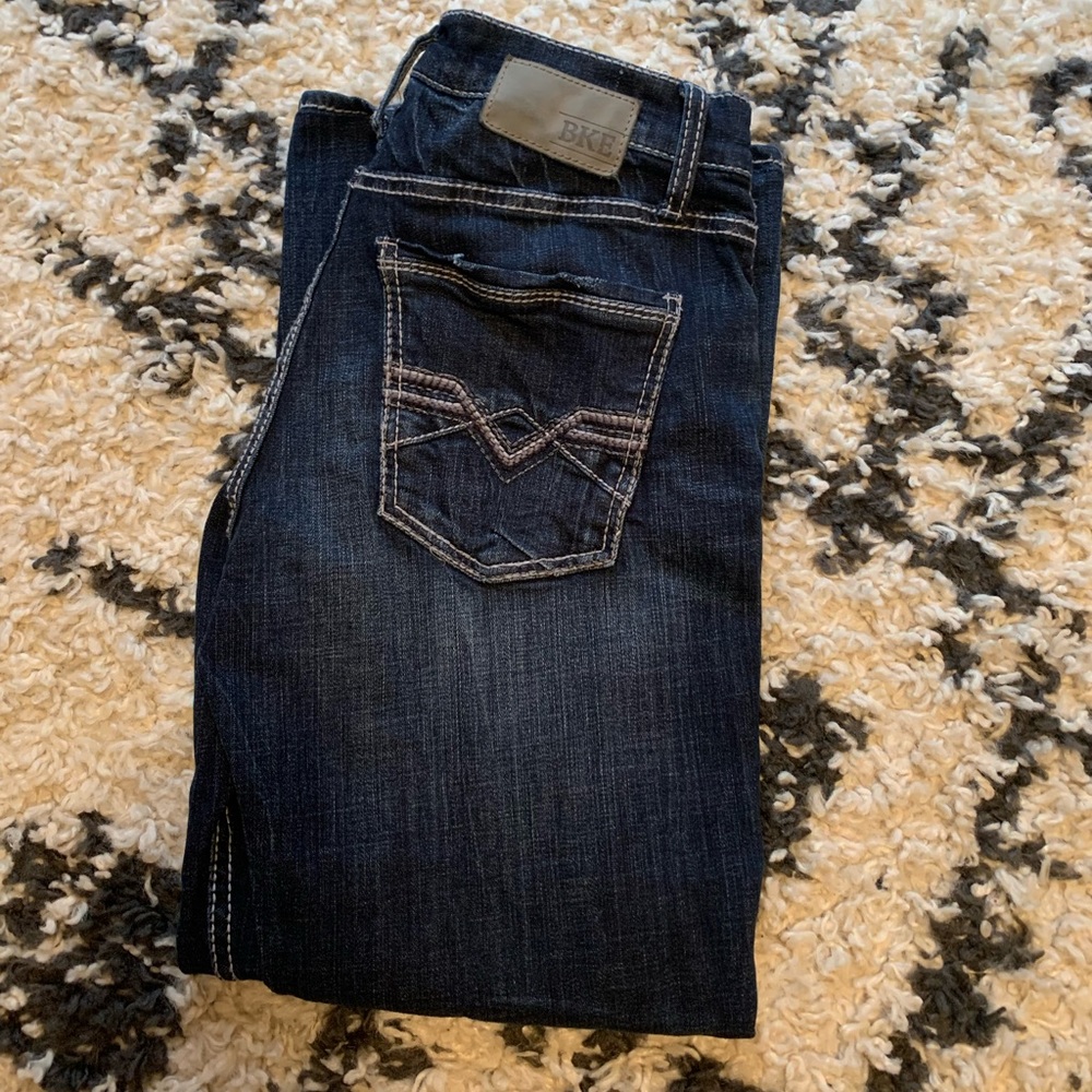 Dark blue BKE Mason taper jeans!